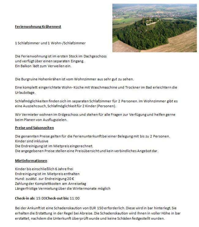 Ferienwohnung Kraehennest In Den Hegaubergen - Naehe Bodensee Muhlhausen-Ehingen Εξωτερικό φωτογραφία